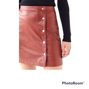 UO Faux Leather Side Button Mini Skirt Size Small Terra Cotta